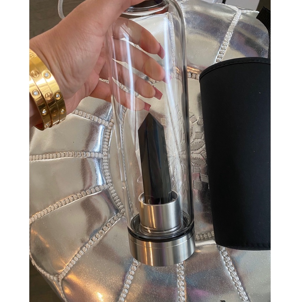 Obsidian Stone Glass Water Bottle